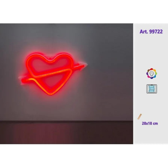 CUORE IN PLASTICA LUMINOSO COL. ROSSO 28X18